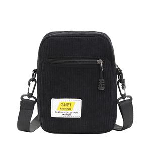 Modern Style Vrouwen Corduroy Rits Messenger Bag Multi-layer Small Crossbody Bag (Zwarte) *
