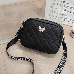 Yogodlns Butterfly Diamond Square Bag for Women Leather Shoulder Crossbody Bags Casual Messenger Bag