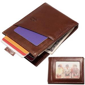 Baborry Slim Leather Card Holder Bifold Front Pocket Wallet with RFID Blocking Business card holder 100% genuine leather