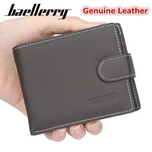 Baellerry Hasp Men Card Holder Business Design Genuine Leather Purse Wallet