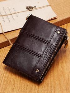 Humerpaul Genuine Leather Bifold Wallet For Men Slim RFID Blocking Credit Card Holder Credential Purse Zipper Coin Purse Male Money Bag