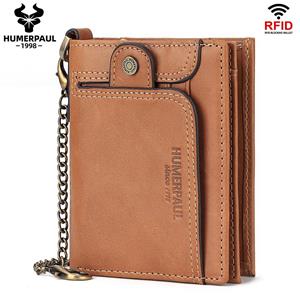 Humerpaul Genuine Leather Men Wallet RFID Short Zipper Coin Pocket Small Big Capacity Wallets Brand High Quality Designer Money Purse