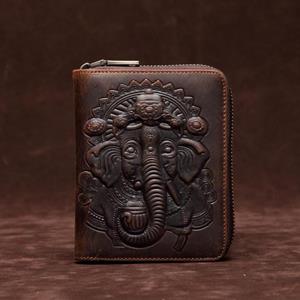 Johnature Genuine Leather Men Rfid Wallet Card Holder Vintage Crazy Horse Leather Handmade Embossed Multiple Card Slots Wallet