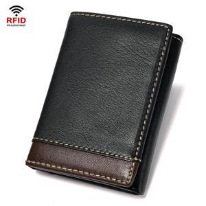 Aliwood RFID Anti-Theft Cowhide Wallet Genuine Leather Men's Short 3 Fold Wallets High Quality Money Clip Coin Purse Carteras
