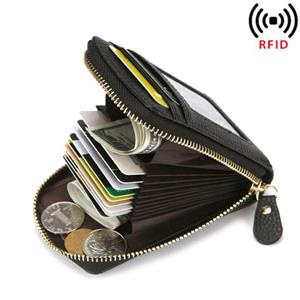Aliwood Men's Wallet Leather Credit Card Holder RFID Blocking Zipper Pocket Men bag Card Protect Case Pocket Purse