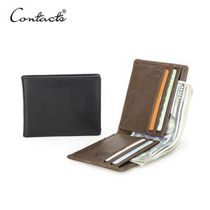 CONTACTS CONTACT'S echt lederen slanke portefeuilles voor mannen magnetische gesp kaarthouders geld clips merk luxe designer mini mannen portemonnees