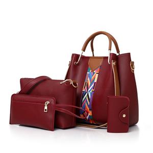 ArmadaDeals 4PCS Set Elegante Frauen Leder Handtasche Schulter Messenger Tote Bag, Rot
