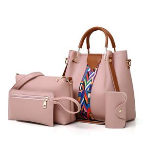 ArmadaDeals 4PCS Set Elegante Frauen Leder Handtasche Schulter Messenger Tote Bag, Rosa