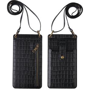ArmadaDeals Mode dames krokodil patroon een-schouder kruislichaam mobiele telefoon tas, Zwart