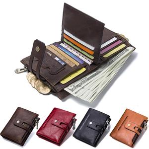 CONTACTS CONTACT'S Cow Leather Men's Wallet Ziper&Hasp Male Coin Purse Short Wallets Card Holders For Men