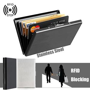 Foya Anti-scan Stainless Steel Case Slim RFID Blokkeren Wallet ID Credit Card Holder Mannen