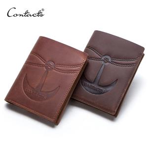 CONTACTS CONTACT'S Genuine Leather Wallet For Men Thin Coin Purse Card Holder Male