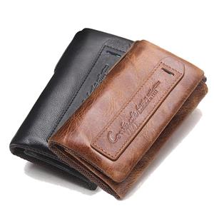 CONTACTS CONTACT'S Genuine Leather Men Key Wallet Thin Male Purse Coin Pocket Key Holder Man Pouch