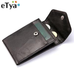 ETya Mannen lederen merk portemonnee vintage korte dunne mannelijke portemonnee casual geld tas credit card houder
