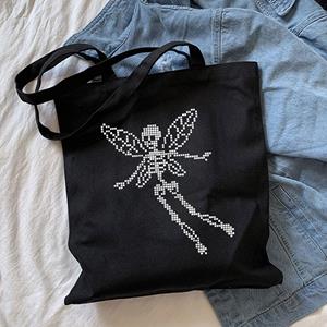 Aidegou2 Summer Butterfly Skull Gothic Print Shoulder Canvas Bags Casual Large-capacity Hip-hop Punk Tote Harajuku Vintage Women Bag