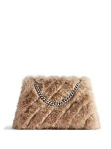 Balenciaga Crush faux-fur shoulder bag - Beige