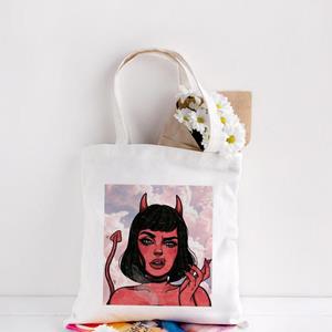 Jiangkao Duivel vrouw leuke print casual grote capaciteit canvas tas vrouwelijke schoudertas mode harajuku tassen