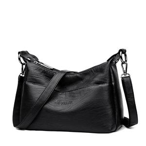 ZDG Women bag soft leather shoulder slung small bag fashion wild handbag middle-aged mother bag