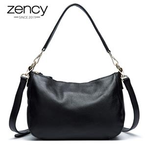Zency 100% Genuine Leather Women Shoulder Bag Fashion Casual Tote Ladies Messenger Crossbody Purse Elegant Charm Female Handbags