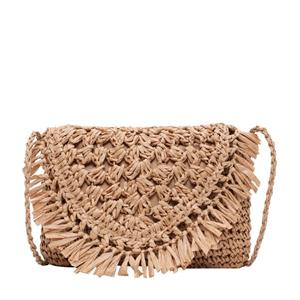 Handmade Charm Bag Tassel Straw Crossbody Bags For Women Hand-woven Straw Shoulder Bags Big Flip Wicker Woven Beach Bag Women Crochet Messenger Bag
