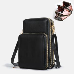 Yogodlns Casual Mobile Phone Bag For Women PU Leather Shoulder Crossbody Bags Mulli-layer Purse Flap Handbag Wallet