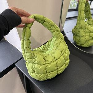 Yogodlns Women Small Candy Color Fashion Quilted Shoulder Bag Nylon Hobo Lady Cute Cloud Underarm Bag