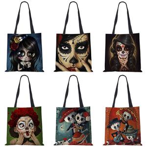 Colorful Bag Unique Sugar Skull Print Tote Bags For Women Traveling Shoulder Bags Large Capacity Foldable Lady Printed Handbags