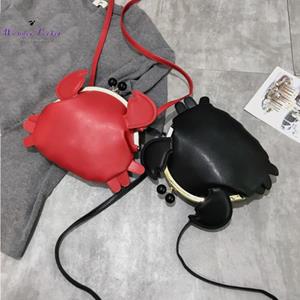 Wonder Pocket Newest Funny Crab Shape Solid Color Lady Faux Leather Twist Lock Crossbody Shoulder Bag