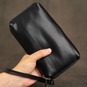 ZRCX Genuine Leather Casual Men Clutch Bag Wallet Phone Mini Coin Purses Credit Card Holder Black Business Small Money Bags