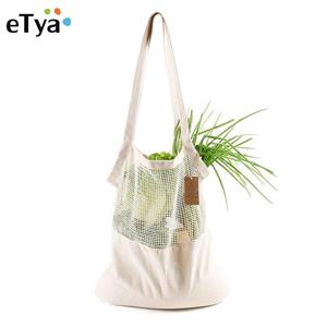 ETya Cotton Fabric Shopping Bag Foldable Shopping Tote Reusable Women Handbag Portable Grocery Organizer Bag Large Capacity