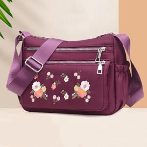 Yogodlns Mode Geborduurde Schouder Vrouwentas Nylon Floral Crossbody Bag Multifunctionele Messenger Bag Shopping Phone Handtas