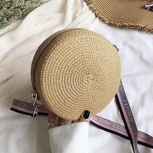 Yogodlns literaire stro stro ronde tas voor vrouwen zomer geweven crossbody tas reizen vakantie strand tassen casual rotan stro tote