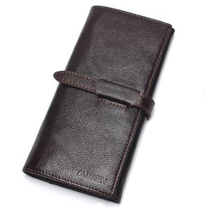 TAUREN Coffee Luxury Brand 100% Genuine Cowhide Leather High Quality Men Long Wallet Coin Purse Vintage