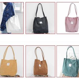 Vrouwen Corduroy Tote Dames Casual Schoudertas Opvouwbare Herbruikbare Shopping Beach Bag
