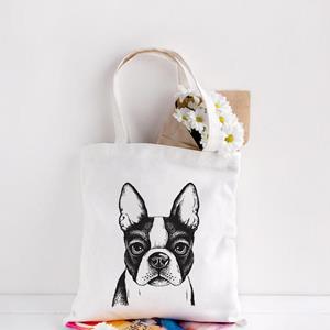 Jiangkao Franse Bulldog Tas Dames Canvas Tote Dog Lover Bag Travel Vrouwen Eco Herbruikbare Schouder Shopper Tassen