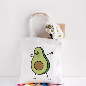 Jiangkao Avocado Print Women's Canvas Shoulder Bag student cloth bags Fashion Reusable Eco Casual Shopping Tote bag