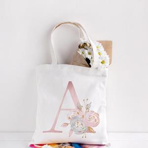 Jiangkao Dames Handtassen Canvas Tote Bag Floral Letters Patroon Winkelen Reizen Vrouwen Eco Herbruikbare Schoudertassen