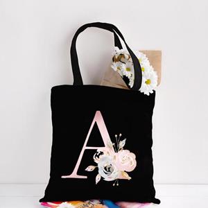 Jiangkao Canvas Tote Bag Bloemen Letters Patroon Winkelen Reizen Vrouwen Eco Herbruikbare Schouder Shopper Tassen