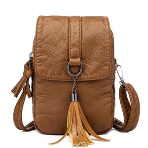 Yogodlns Vintage Tassel Crossbody Bag For Women PU Leather Shoulder Bag Phone Purse Fashion Small Square Bag Mini Messenger bag