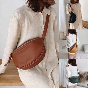 17 years old Fashion Dames Casual Waist Bag All-match Grote Capaciteit Banana Schouder Tas PU Lederen Crossbody Chest Bag