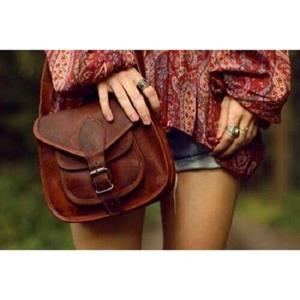 Vintage Goat leather Bags New Classic Women's Genuine Goat Leather Brown Satchel Crossbody Handmade Purse