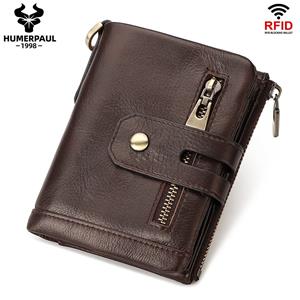 Humerpaul Men's Wallet Leather Anti-theft Brush Bi-Fold Multifunctional Large Capacity Wallet Slim Card Holder