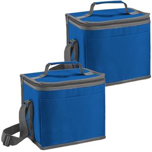 Set van 2x stuks kleine koeltassen voor lunch blauw 24 x 22 x 17 cm 9 liter -