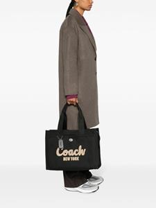 Coach logo-embroidered canvas tote bag - Zwart