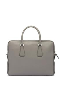 Prada triangle-logo Saffiano leather briefcase - Grijs