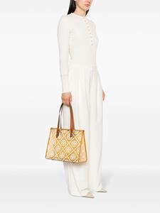 Tory Burch small Double T-monogram transparent tote bag - Geel