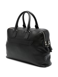 Santoni logo-debossed leather laptop bag - Zwart