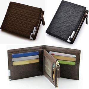 Bag Accessorries Men Faux Leather Zip Bifold Wallet Money Clip Card Holder Pocket Clutch Purse