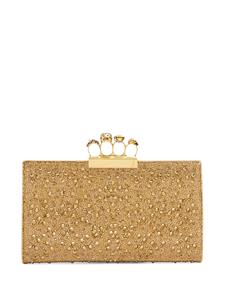Alexander McQueen Four Ring embellished leather clutch - Goud