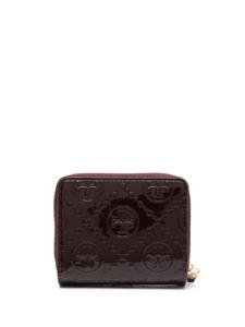 Tory Burch monogram-embossed patent-leather wallet - Rood